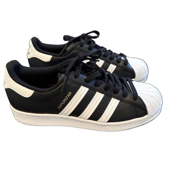 woman's Adidas Originals Superstar Black Size 8 Black & White, Like New - Picture 7 of 16